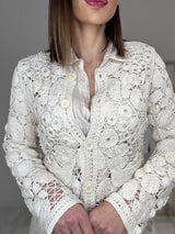 Cardigan crochet perle e cristalli FEDERICA BI