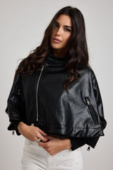 Giacca in ecopelle nera FEDERICA BI