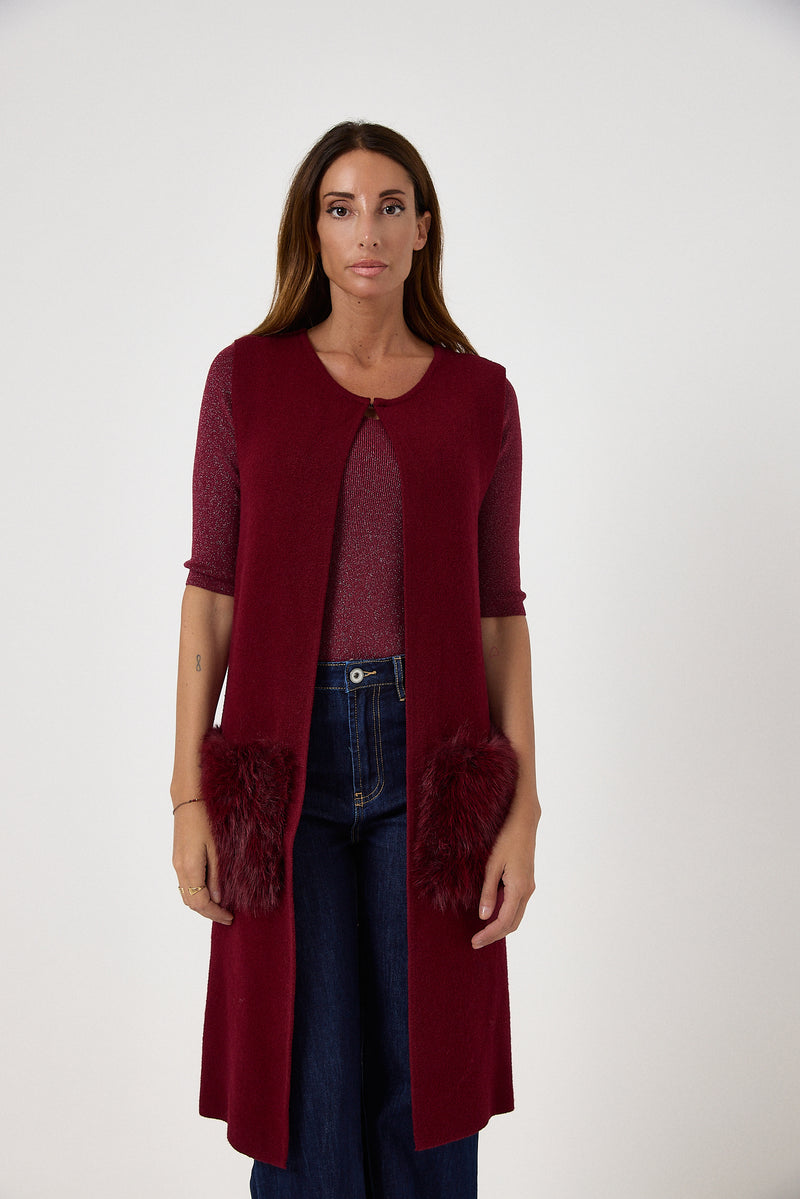 Gilet con tasca in ecofur FEDERICA BI ( vari colori )