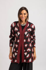 Cardigan animalier bordeaux FEDERICA BI