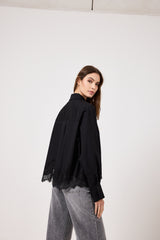 Camicia in cotone e pizzo FEDERICA BI ( bianca e nera )