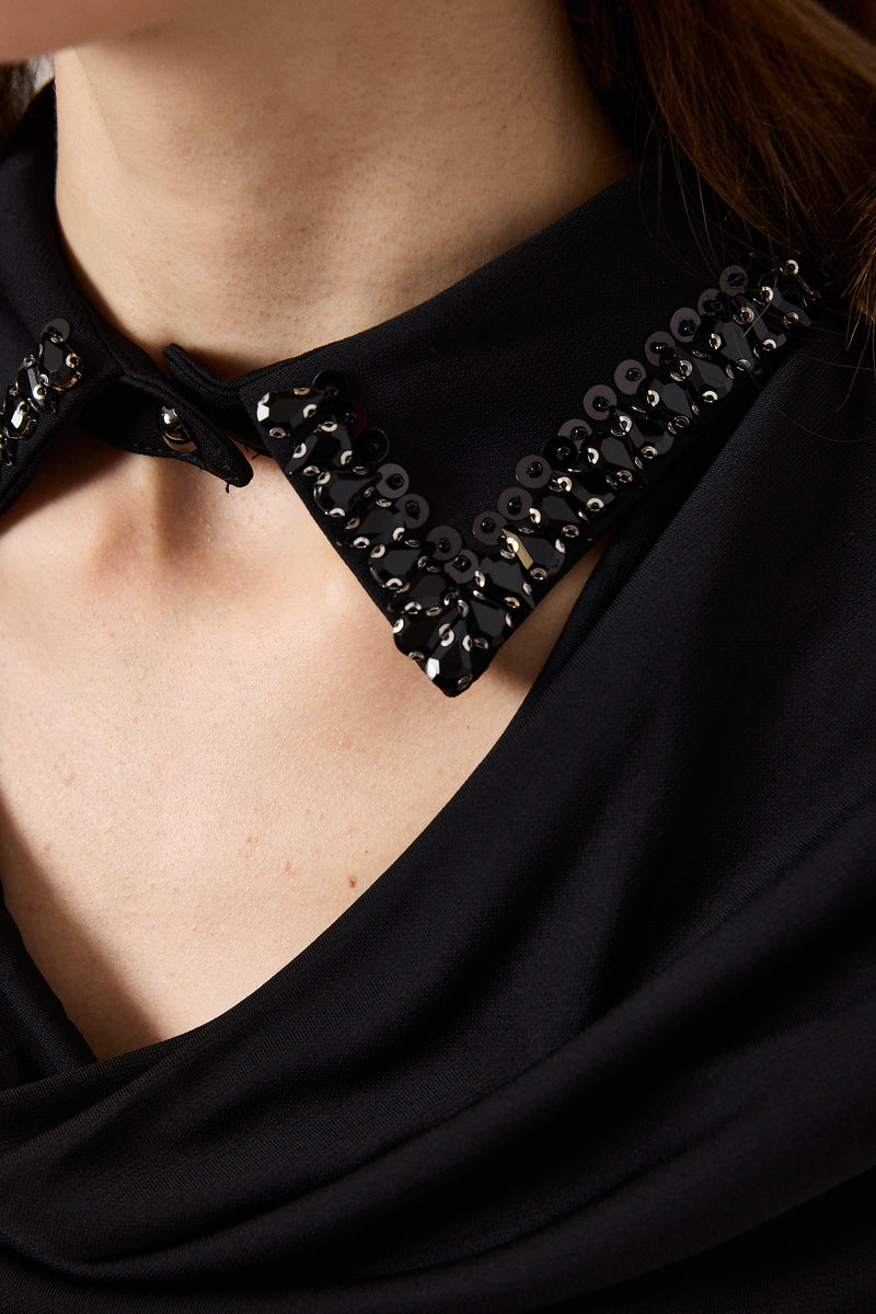 Abito nero colletto gioiello FEDERICA BI