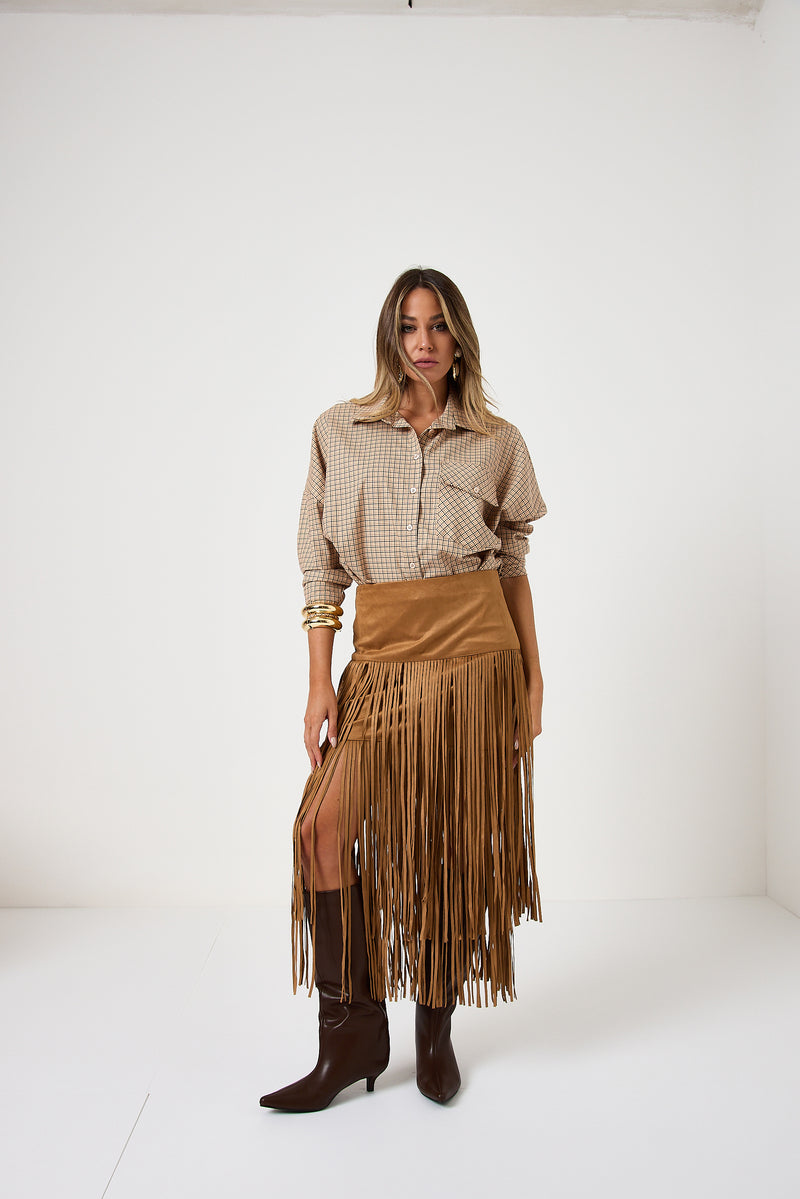 Gonna in suede con frange FEDERICA BI