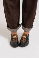 Mocassino nero LEOPARD FEDERICA BI