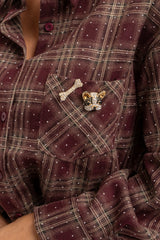 Camicia tartan cristallini e spilla FEDERICA BI