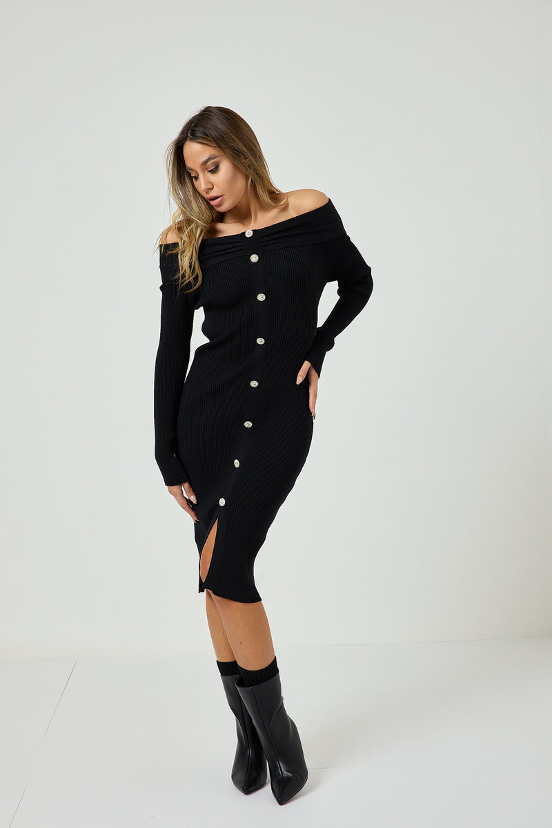 Abito bottoni gioiello FEDERICA BI ( due colori )