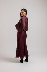 Giacchina FEDERICA BI in raso bordeaux