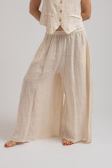 Pantalone in lino crema FEDERICA BI