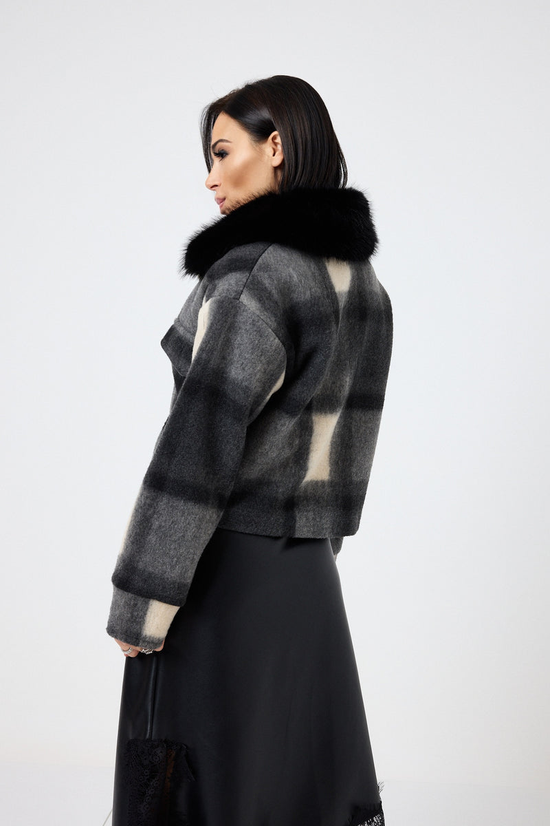 Giacca tartan grigio nero FEDERICA BI