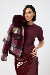 Giacca tartan bordeaux FEDERICA BI