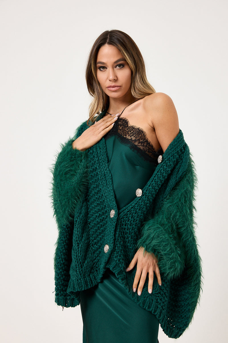 Cardigan treccia e ciniglia FEDERICA BI ( vari colori )