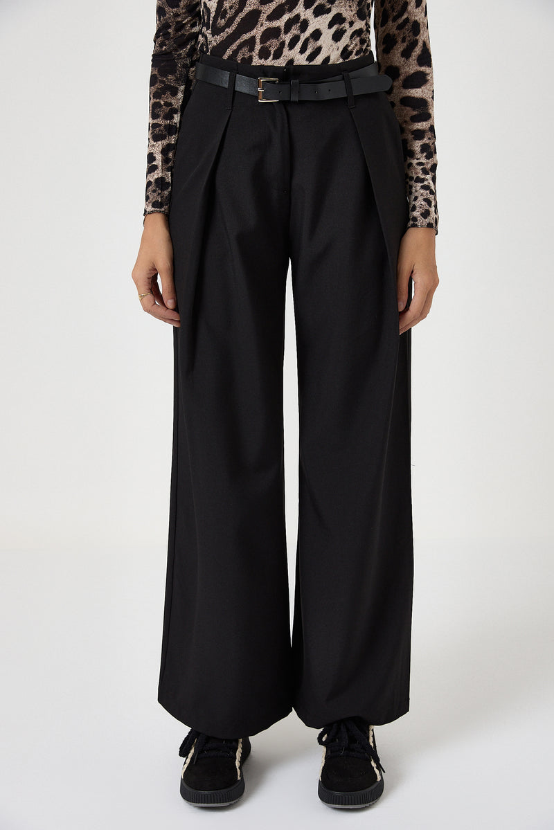 Pantalone nero con cintura FEDERICA BI