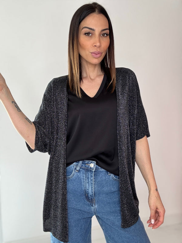Cardigan nero lurex FEDERICA BI