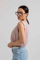 Maglia riga bottone oro FEDERICA BI