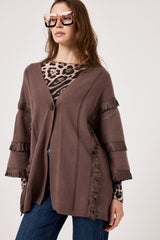 Cardigan frange in ecosuede FEDERICA BI