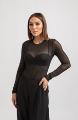Body nero in tulle FEDERICA BI