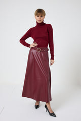 Gonna in ecopelle FEDERICA BI ( nera e bordeaux )