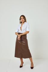 Gonna in similpelle marrone FEDERICA BI