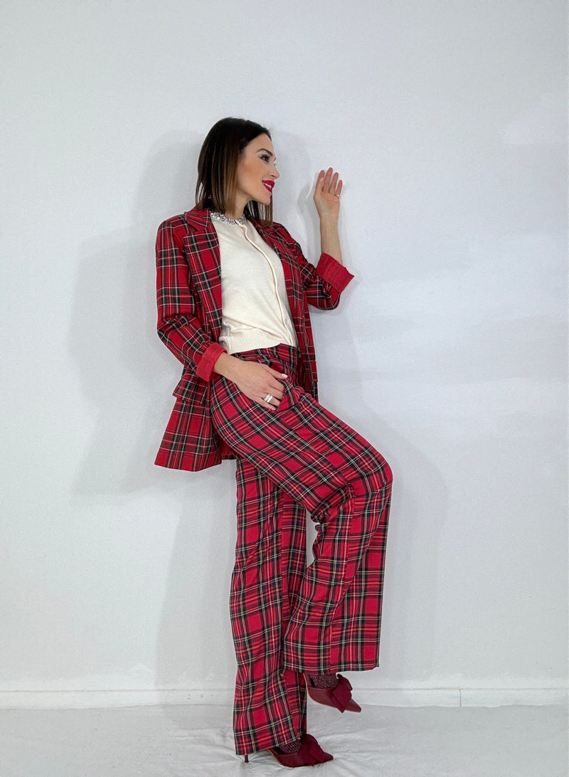 Pantalone tartan rosso FEDERICA BI