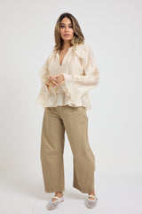 Camicia beige volant FEDERICA BI