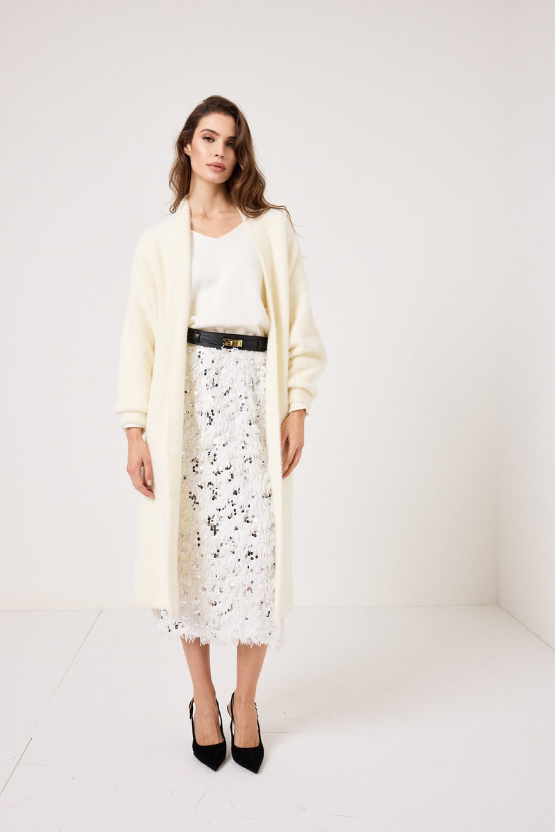 Gonna bianca piume e paillettes FEDERICA BI