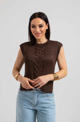 Gilet in maglia treccia FEDERICA BI (piu’ colori)