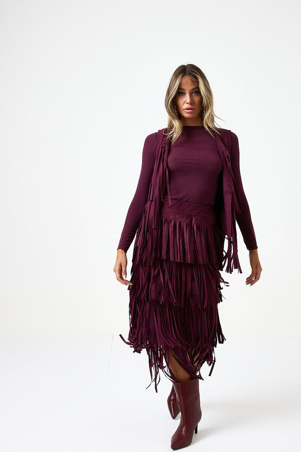 Gonna bordeaux in ecosuede FEDERICA BI