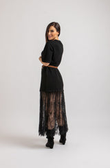 Abito lungo FEDERICA BI tricot e pizzo