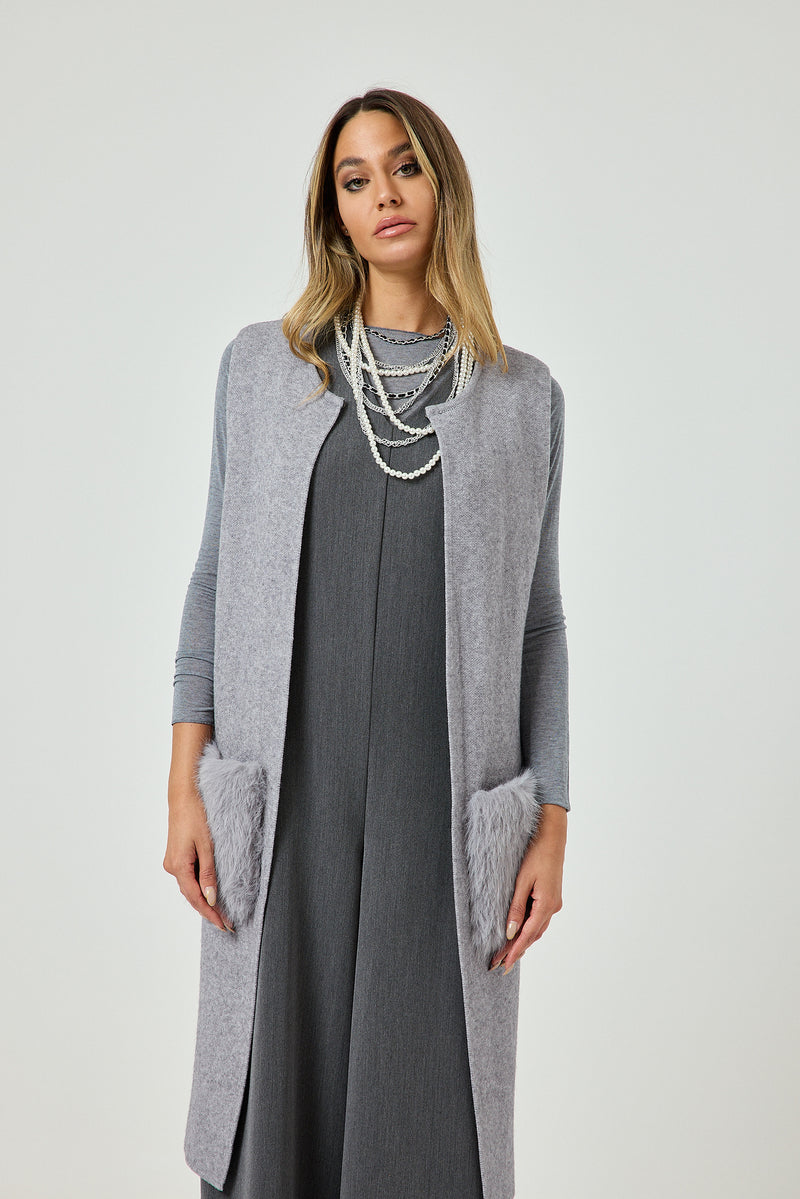 Gilet grigio perla FEDERICA BI