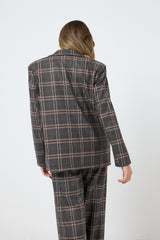 Blazer tartan grigio frange FEDERICA BI