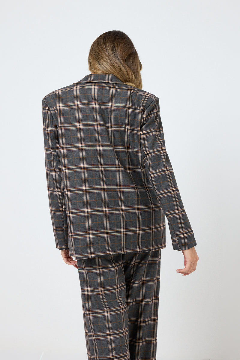 Blazer tartan grigio frange FEDERICA BI