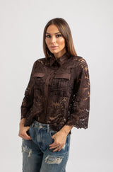 Camicia in pizzo FEDERICA BI caffè