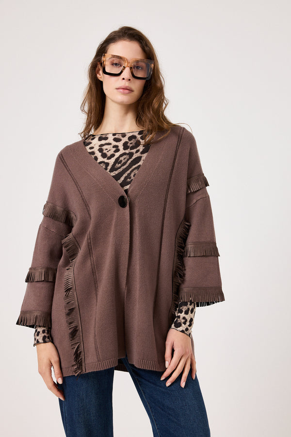 Cardigan frange in ecosuede FEDERICA BI