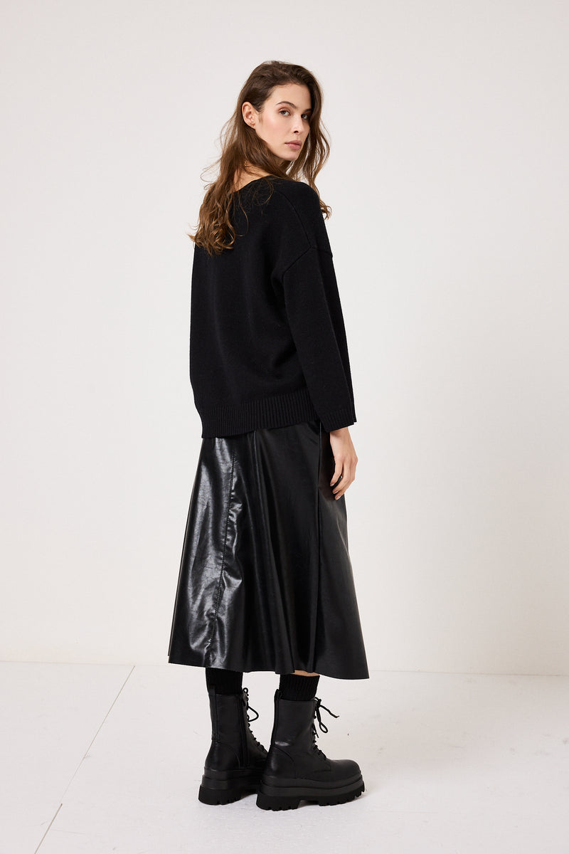 Gonna nera lucida in ecopelle FEDERICA BI