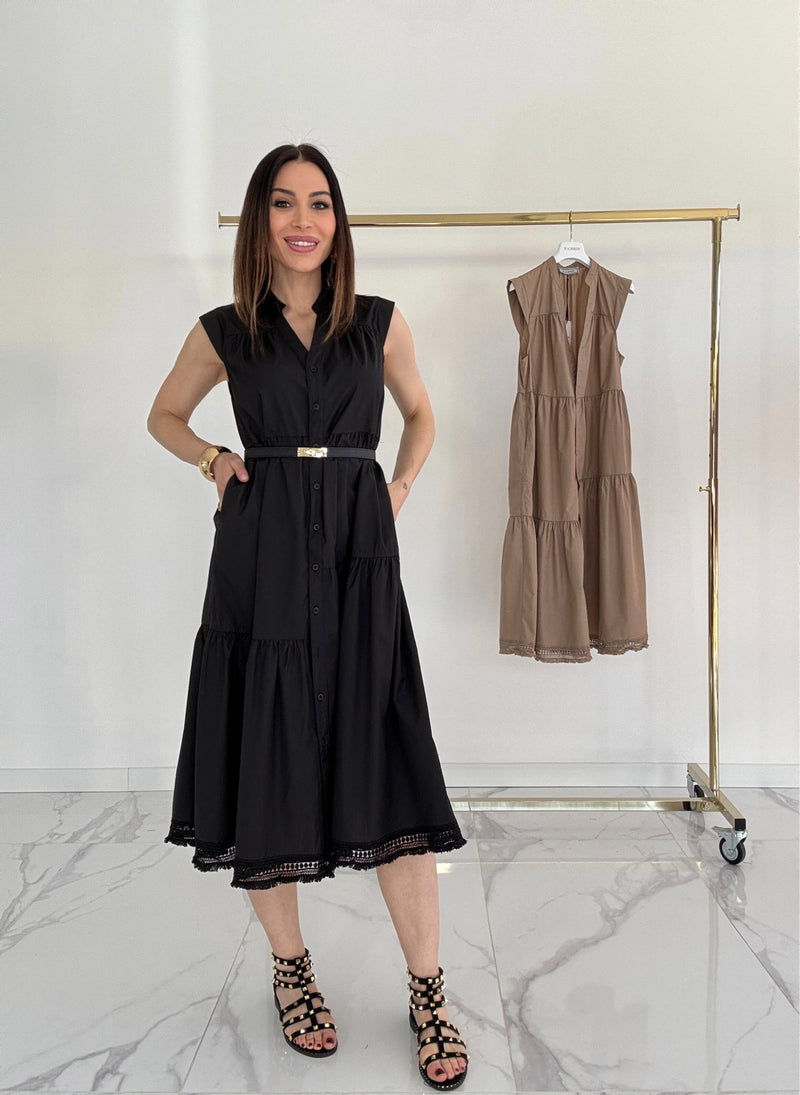 Abito in cotone (beige e e nero) FEDERICA BI