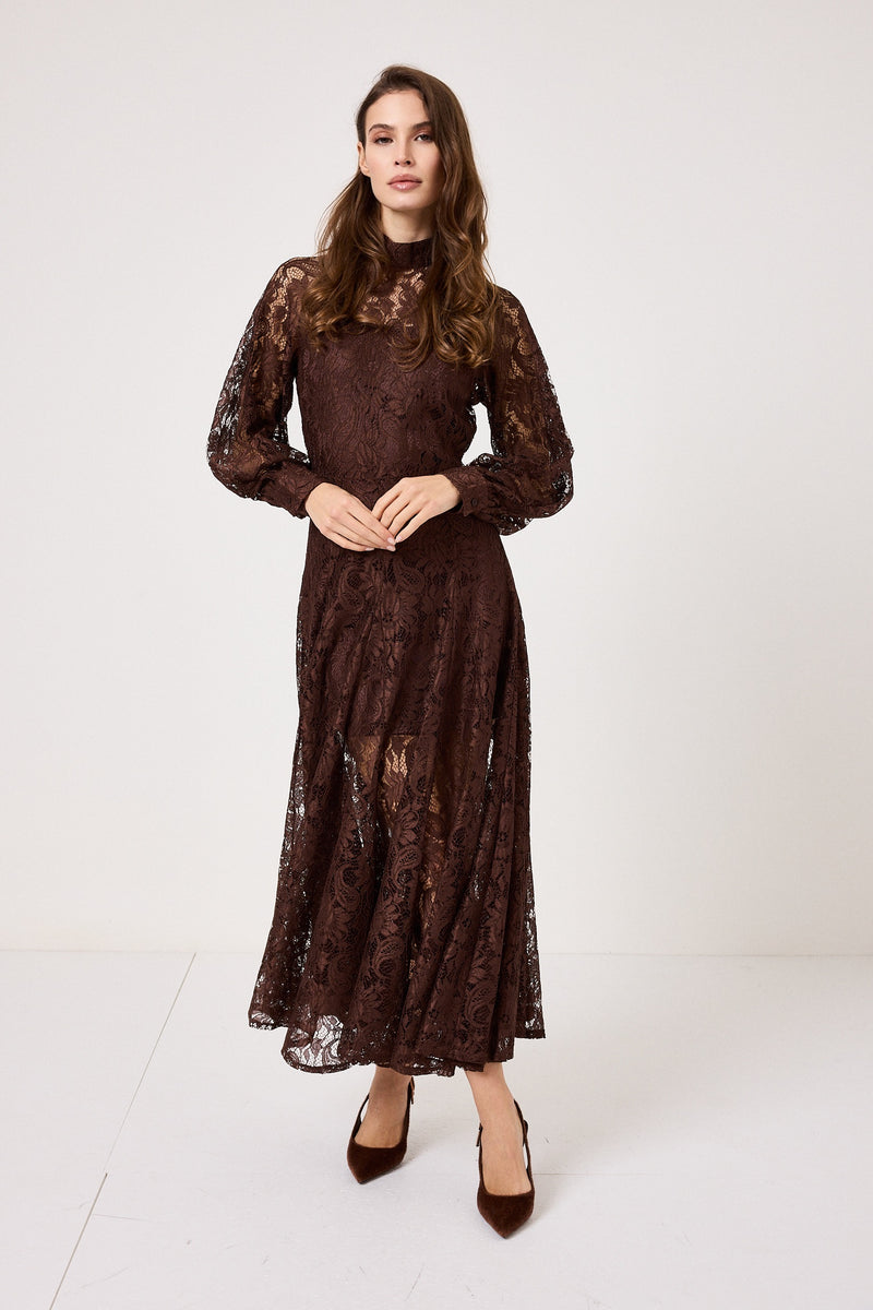 Abito in pizzo cioccolato FEDERICA BI