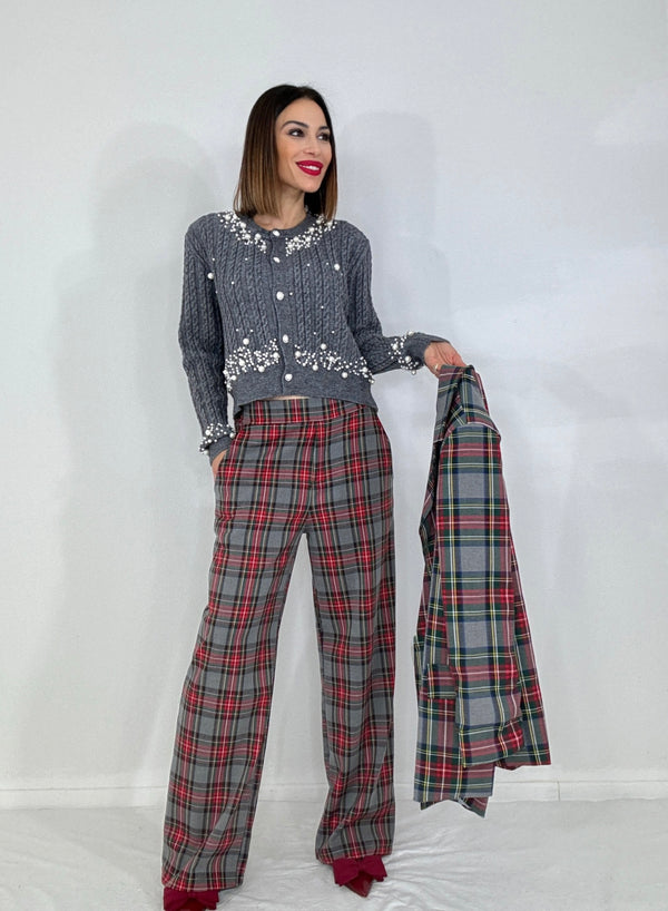 Pantalone tartan grigio FEDERICA BI