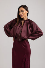 Giacchina FEDERICA BI in raso bordeaux