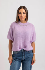Maglia in mohair colletto gioiello (due colori)
