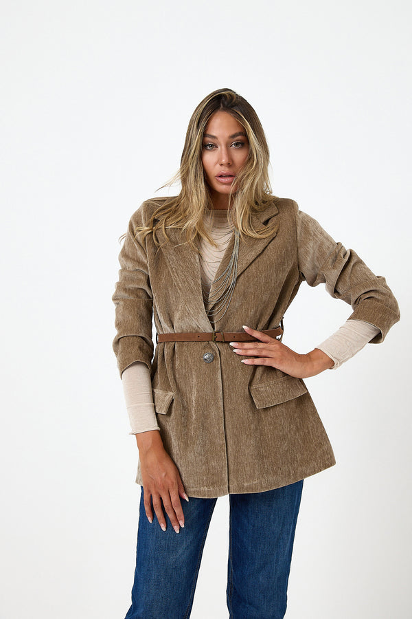 Blazer in velluto beige FEDERICA BI