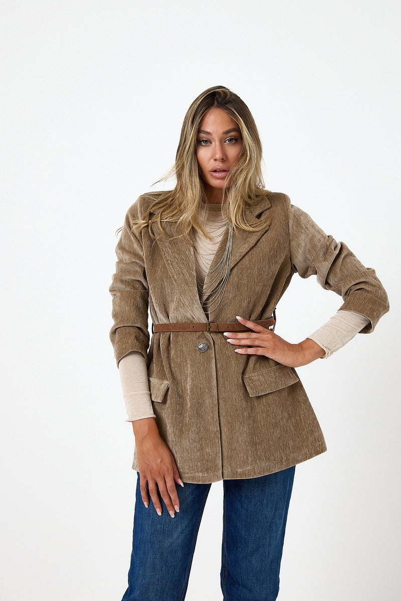 Blazer in velluto beige FEDERICA BI