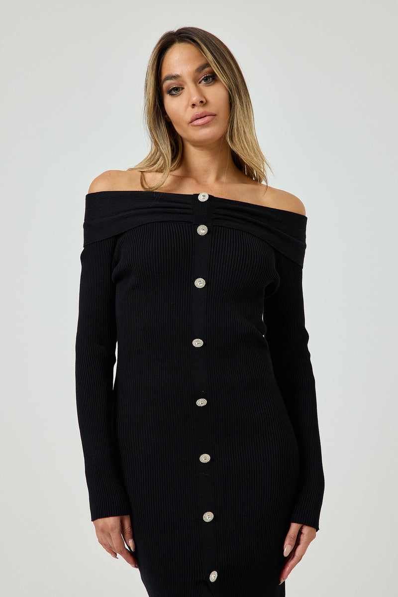 Abito bottoni gioiello FEDERICA BI ( due colori )