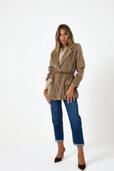 Blazer in velluto beige FEDERICA BI