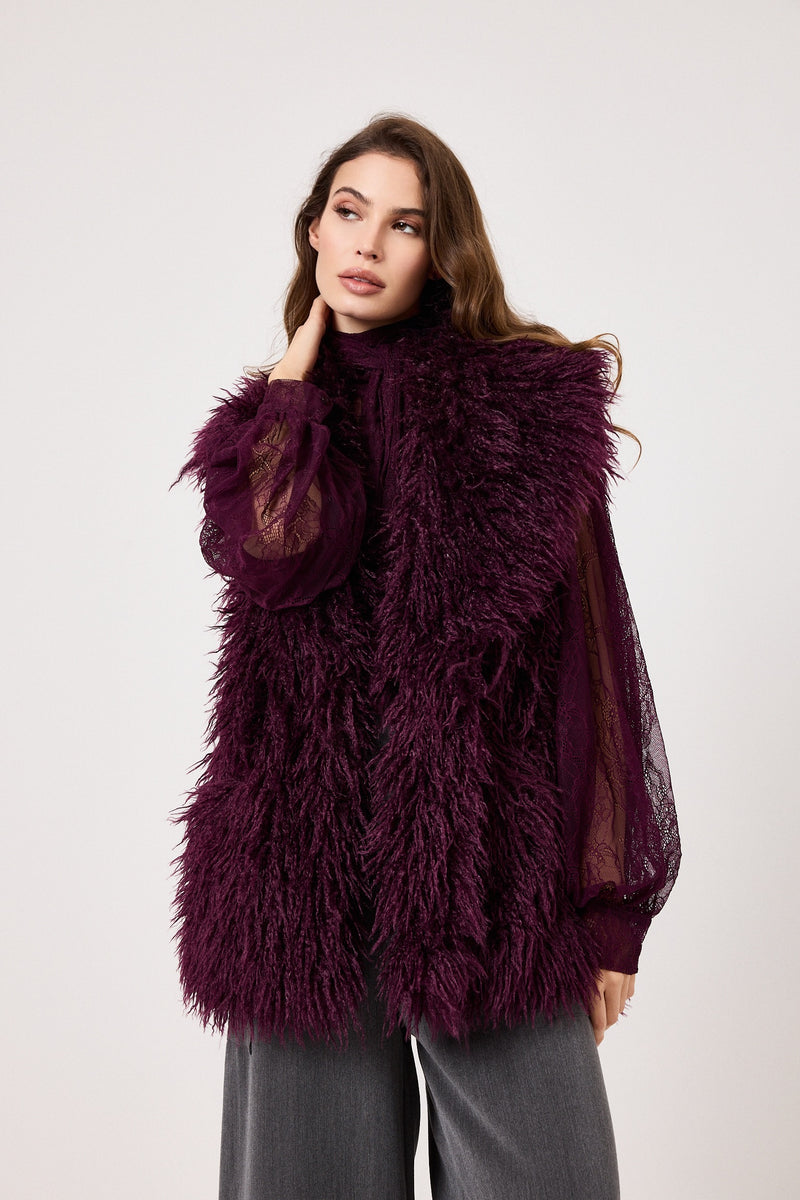 Gilet ricciolino bordeaux FEDERICA BI