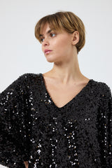 Pantalone nero in paillettes FEDERICA BI