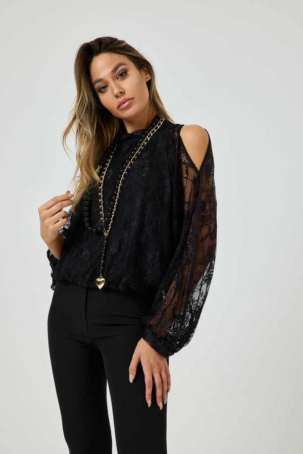 Camicia nera in pizzo FEDERICA BI