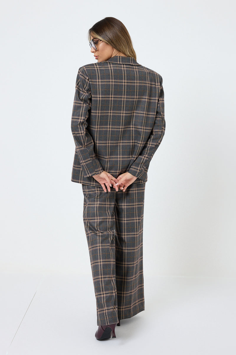 Blazer tartan grigio frange FEDERICA BI