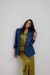 Blazer in denim chambrey gessato FEDERICA BI