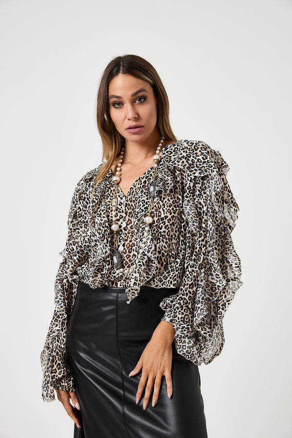 Camicia in chiffon rouge FEDERICA BI
