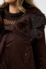 Giacca in ecosuede marrone ecopelliccia FEDERICA BI